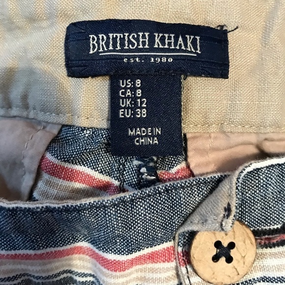 𝅺women’s British Khaki stripped light shorts - Picture 5 of 5